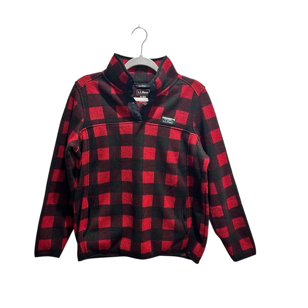 L.L. Bean Red and Black Checkered Shirt Jacket